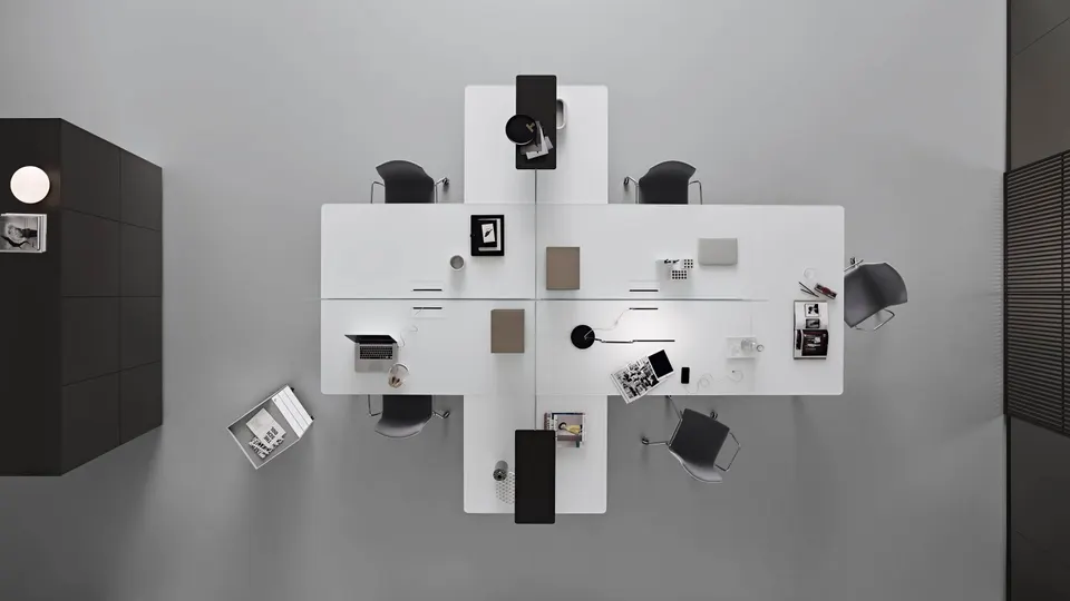 Flat system desk — Rimadesio, photo 6