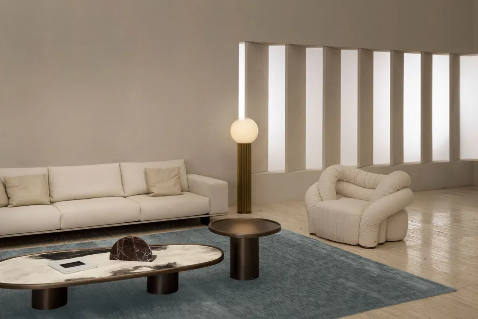 Line Light Blue Teppich — Rugiano